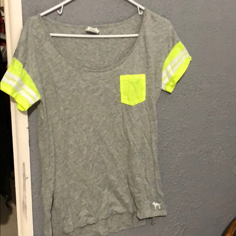 Grey and highlighter yellow tee